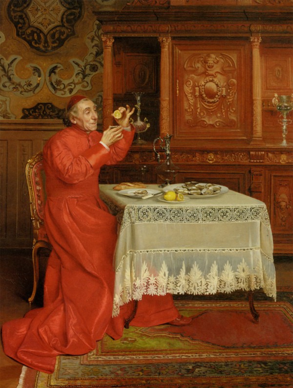 Eating oysters by Georges Croegaert